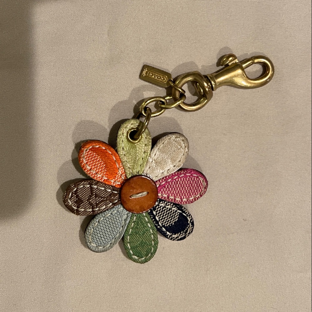 Coach Daisy Patchwork Multicolor Cloth & Leather Bag Charm